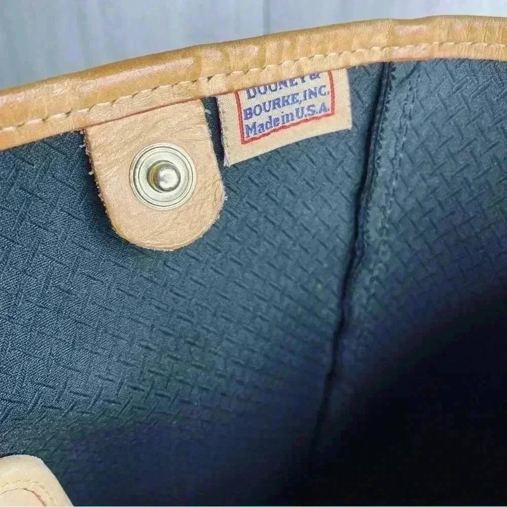 Dooney & Bourke Vintage Black Canvas Leather Trimmed Tote